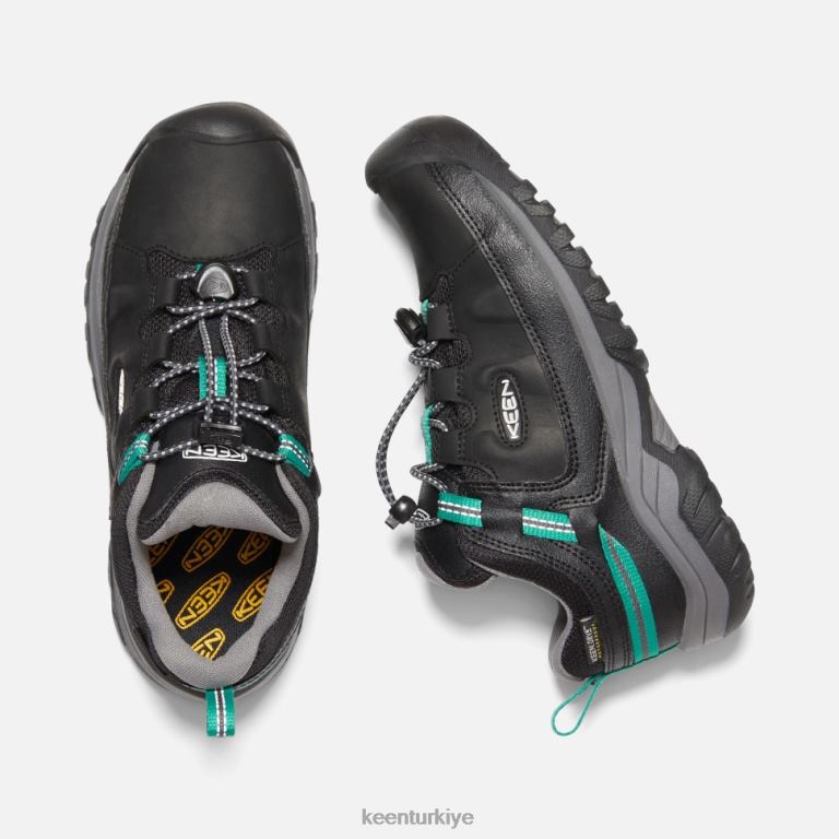 Keen 8L2D2604 çocuklar büyük \' targhee su geçirmez ayakkabı siyah-yıldızlı beyaz