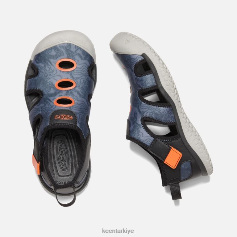 Keen 8L2D2595 çocuklar büyük \'vatoz sandalet siyah güvenlik turuncu