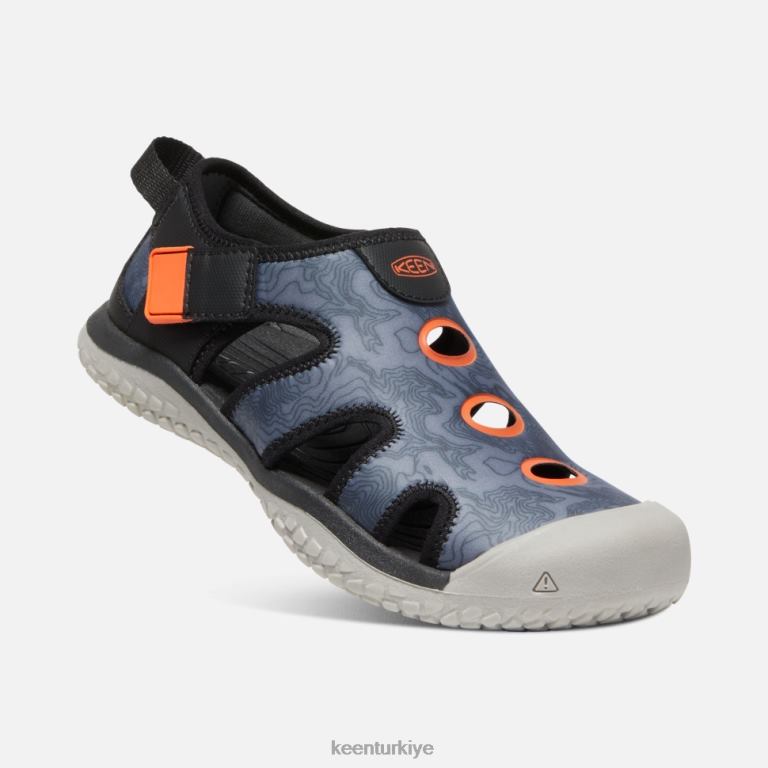 Keen 8L2D2595 çocuklar büyük \'vatoz sandalet siyah güvenlik turuncu