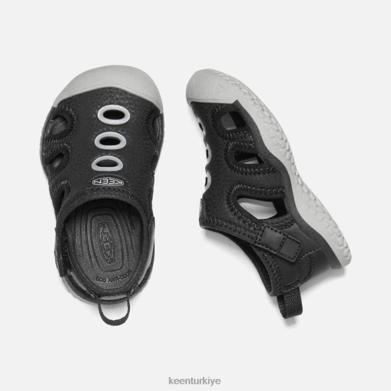 Keen 8L2D2597 çocuklar küçük çocuklar için vatoz sandalet siyah çiseleyen yağmur