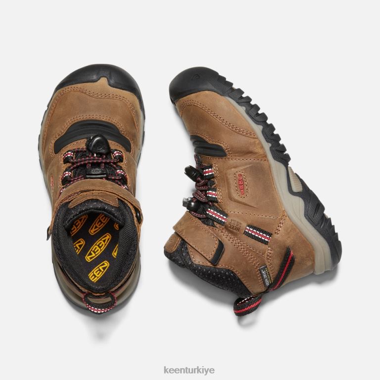 Keen 8L2D2609 çocuklar little\' ridge esnek su geçirmez bot bizon-kırmızı halı