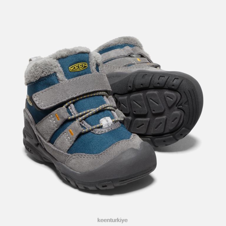 Keen 8L2D2555 çocuklar küçük çocuklar için knotch chukka çelik gri-mavi kanat deniz mavisi