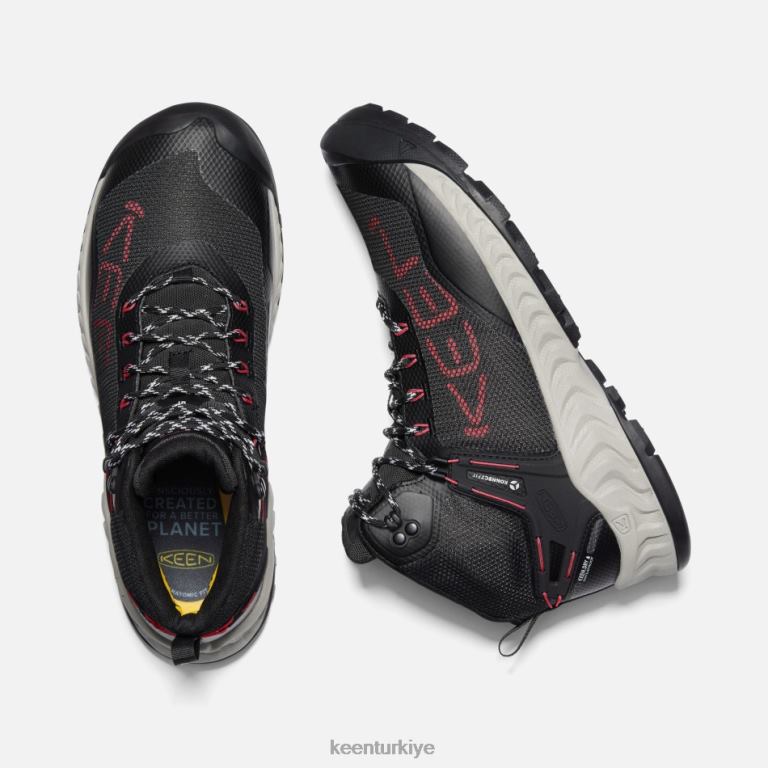 Keen 8L2D2203 erkekler nxis evo su geçirmez bot siyah-kırmızı halı