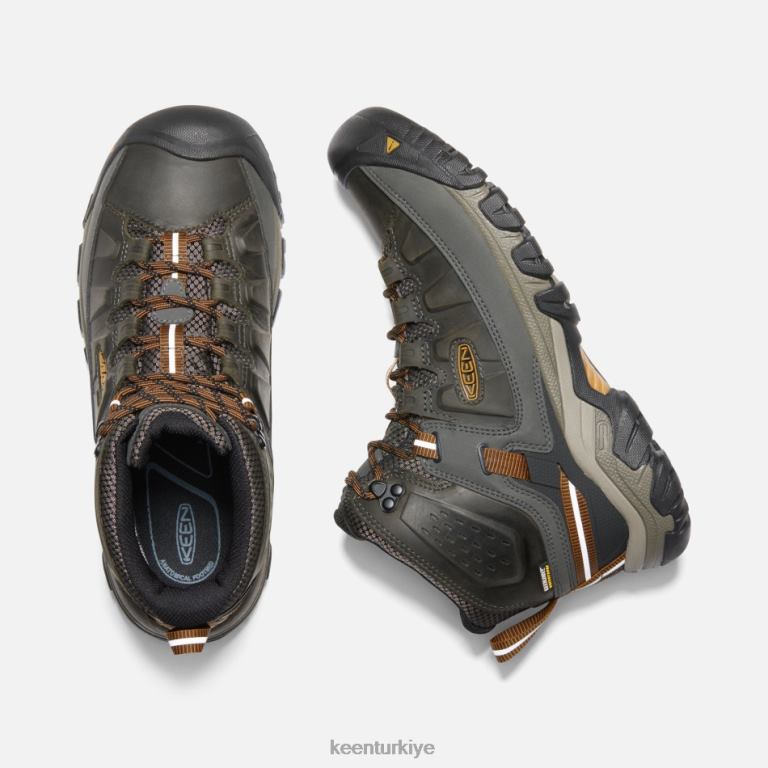 Keen 8L2D2262 erkekler targhee iii su geçirmez yürüyüş botu siyah zeytin-altın kahverengi