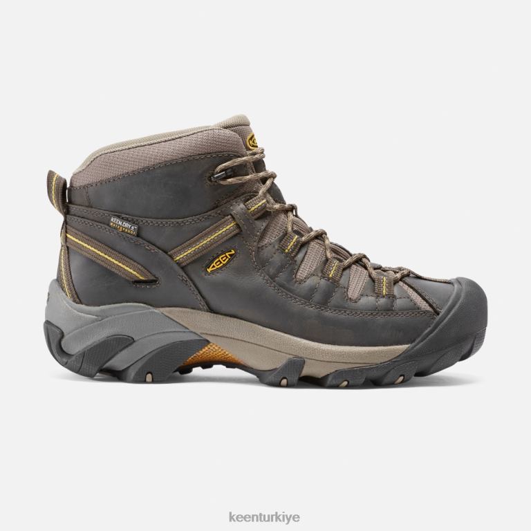 Keen 8L2D2493 erkekler targhee ii orta su geçirmez yürüyüş botu siyah zeytin-sarı