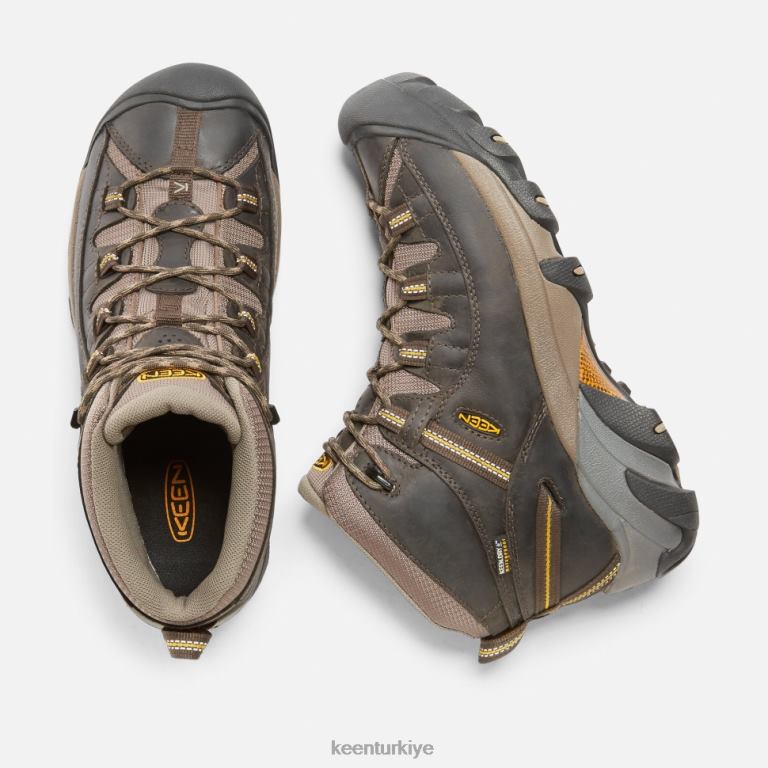 Keen 8L2D2493 erkekler targhee ii orta su geçirmez yürüyüş botu siyah zeytin-sarı