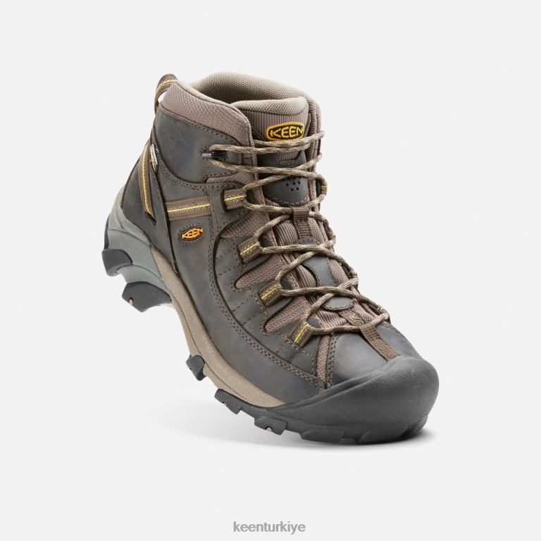 Keen 8L2D2493 erkekler targhee ii orta su geçirmez yürüyüş botu siyah zeytin-sarı