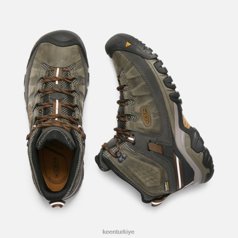 Keen 8L2D2512 erkekler targhee iii su geçirmez orta geniş siyah zeytin-altın kahverengi