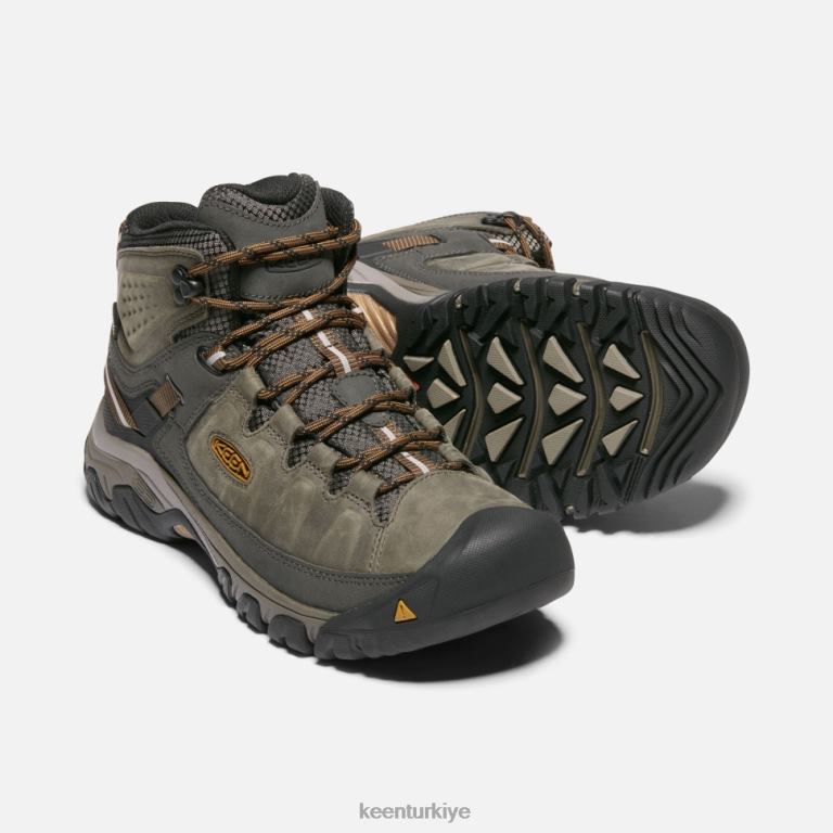 Keen 8L2D2512 erkekler targhee iii su geçirmez orta geniş siyah zeytin-altın kahverengi