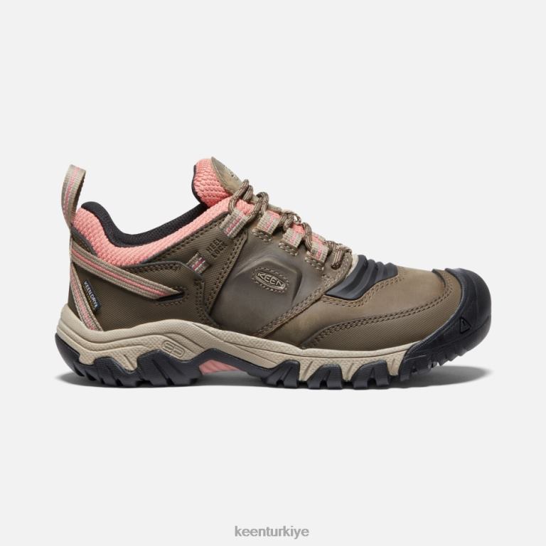 Keen 8L2D2129 kadınlar ridge flex su geçirmez yürüyüş ayakkabısı Timberwolf-tuğla tozu