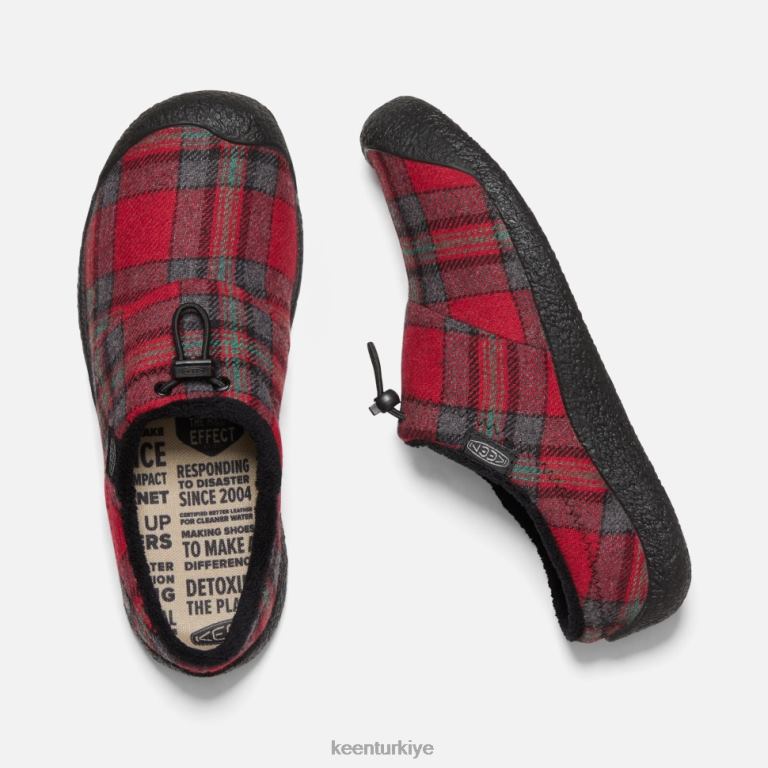 Keen 8L2D2339 kadınlar Howser iii slayt kırmızı kareli çelik gri