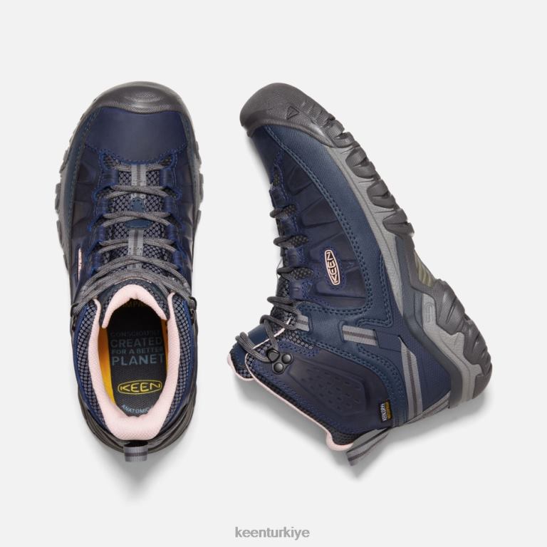 Keen 8L2D2172 kadınlar vintage indigo-şeftali targhee iii su geçirmez yürüyüş botu vintage indigo-şeftali keskin