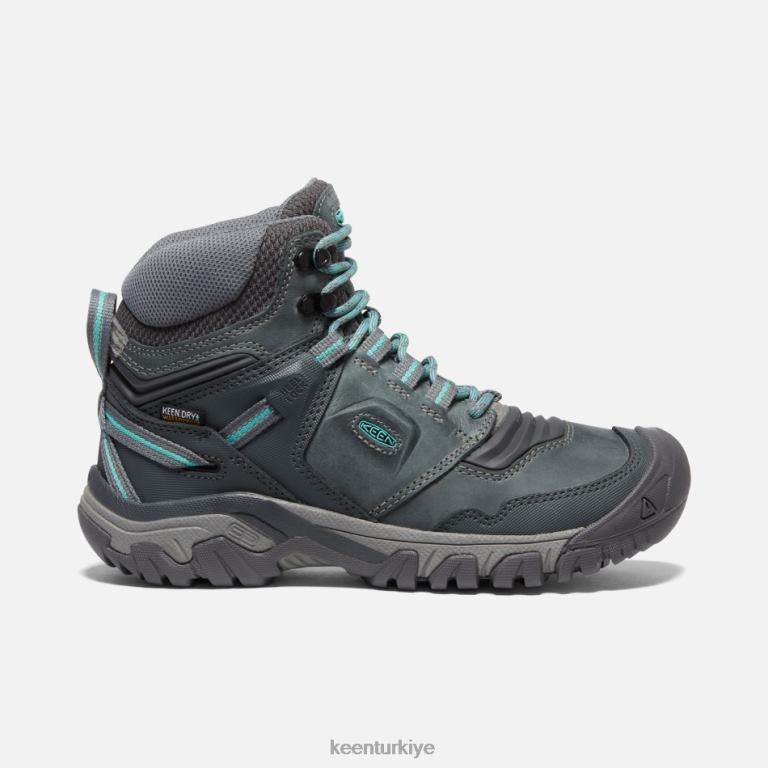 Keen 8L2D2177 kadınlar ridge flex su geçirmez yürüyüş botları çelik gri-porselen