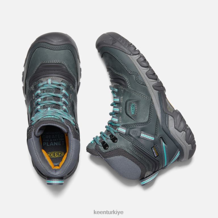 Keen 8L2D2177 kadınlar ridge flex su geçirmez yürüyüş botları çelik gri-porselen