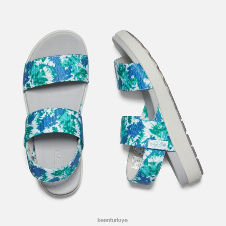 Keen 8L2D2376 kadınlar elle sırt bantlı sandalet porselen batik boyası