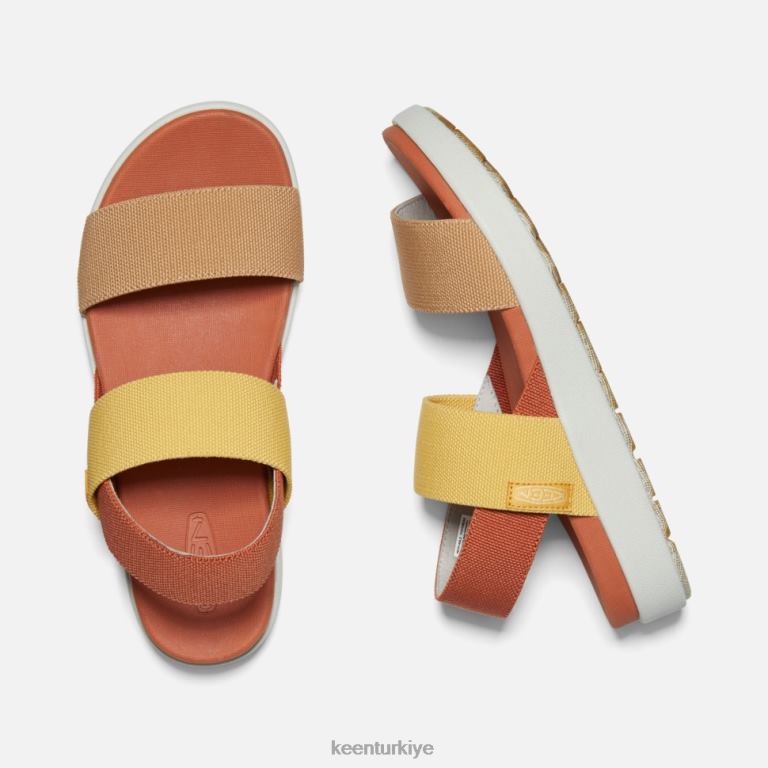 Keen 8L2D2379 kadınlar elle sırt bantlı sandalet fosil turuncu-gümüş huş ağacı