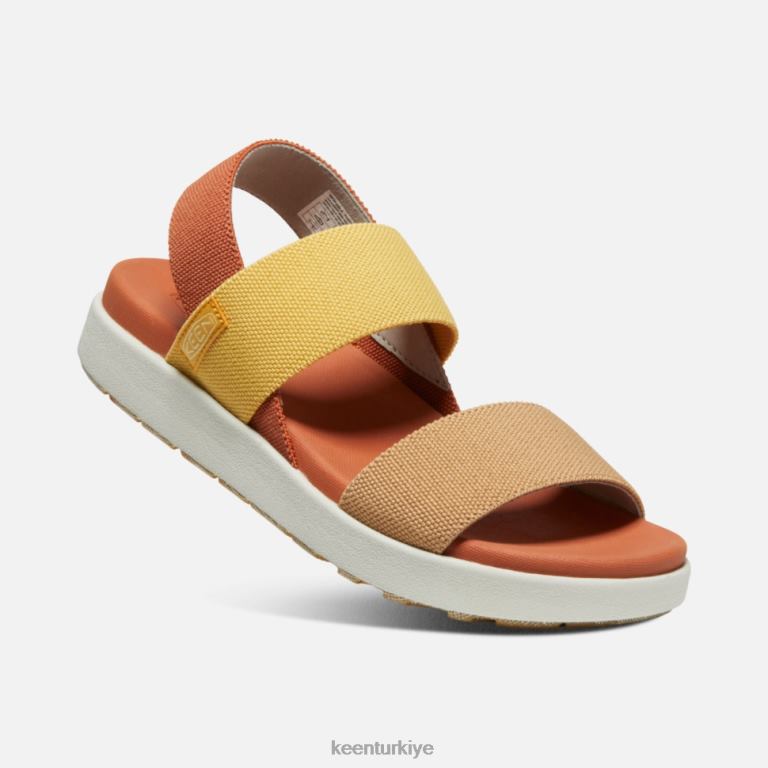 Keen 8L2D2379 kadınlar elle sırt bantlı sandalet fosil turuncu-gümüş huş ağacı