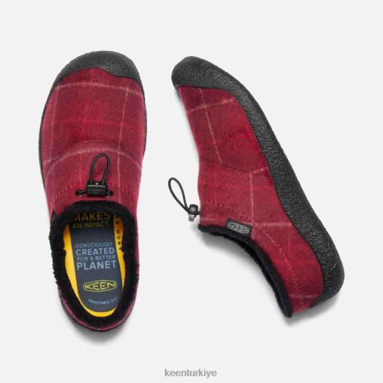 Keen 8L2D284 kadınlar Howser iii slayt kırmızı ekose-siyah