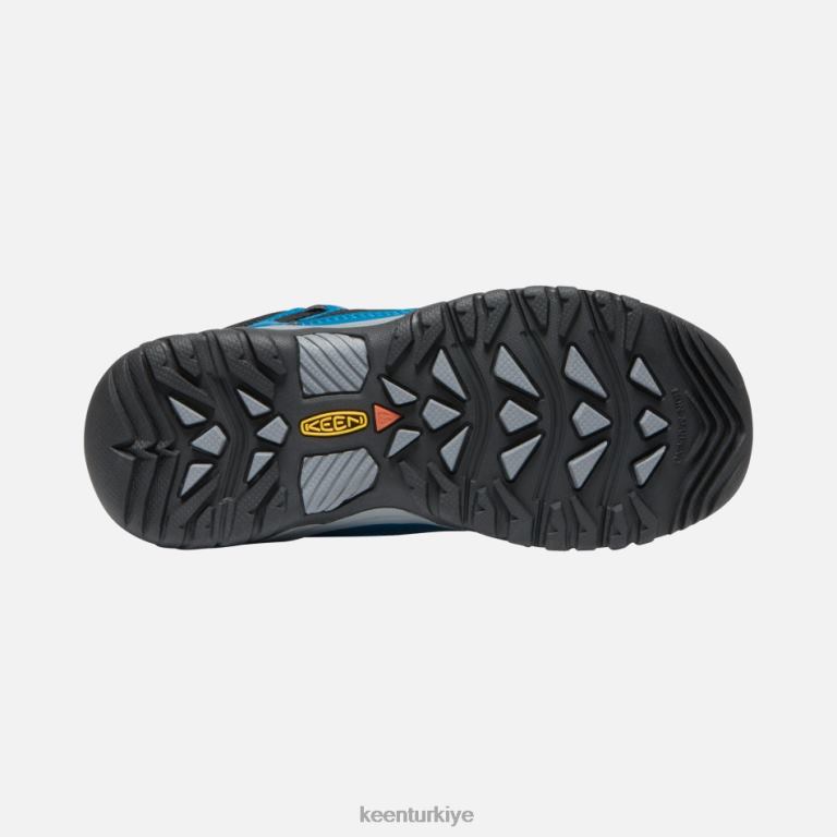 Keen 8L2D2287 öne çıkan mikonos mavi-sarı yaşlı \'targhee spor havalandırma yürüyüş eğitmenleri Mykonos mavi-keskin sarı