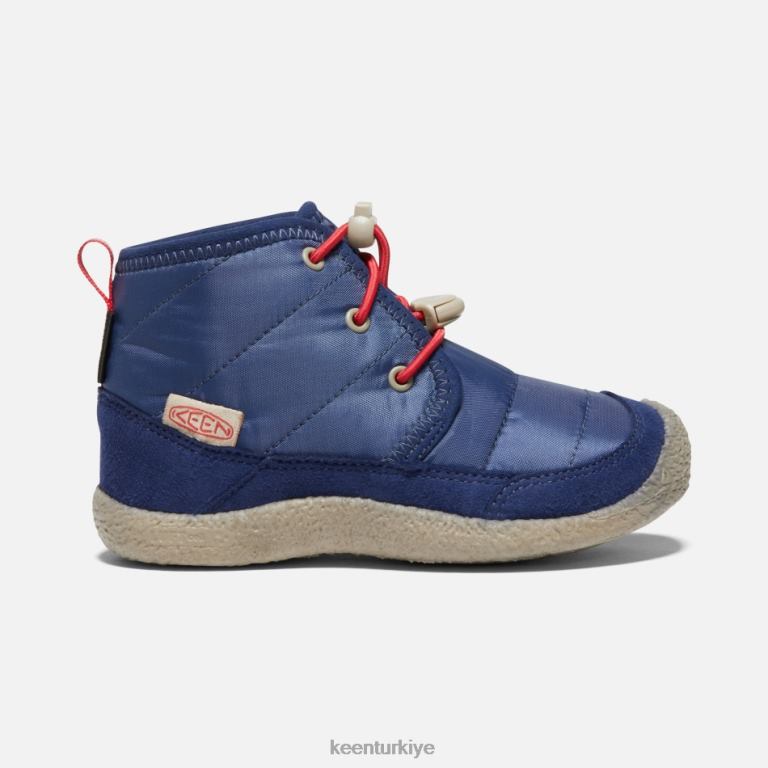Keen 8L2D2311 öne çıkan genç 'howser ii su geçirmez chukka mavi derinlikler-kırmızı halı