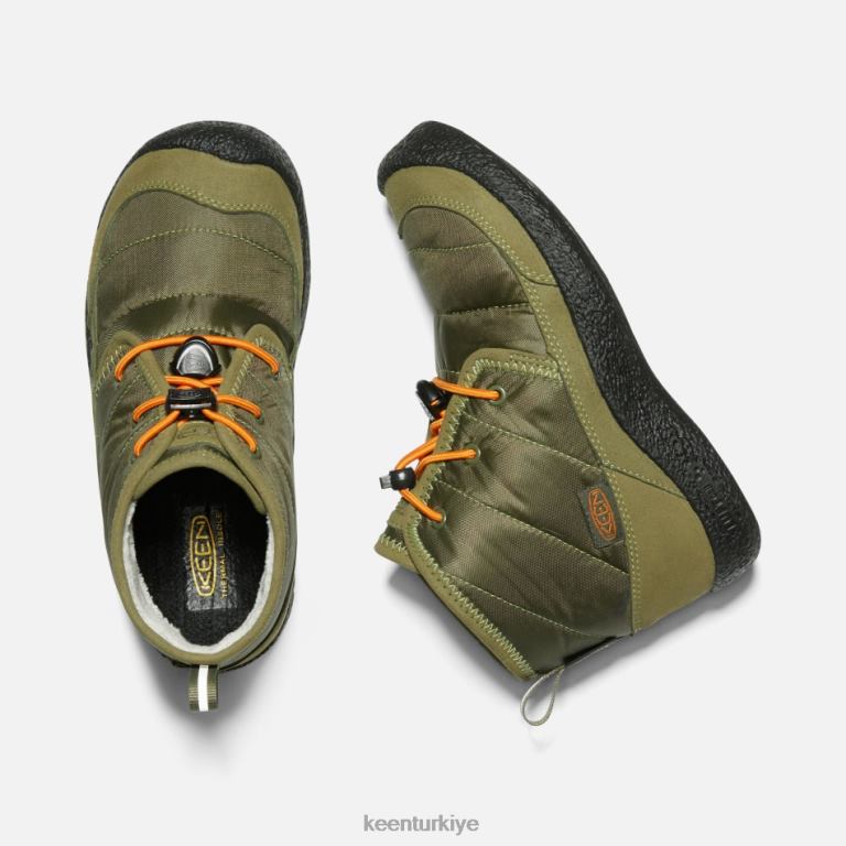 Keen 8L2D2313 öne çıkan eski \'howser ii su geçirmez chukka capulet zeytin-rus rengi turuncu