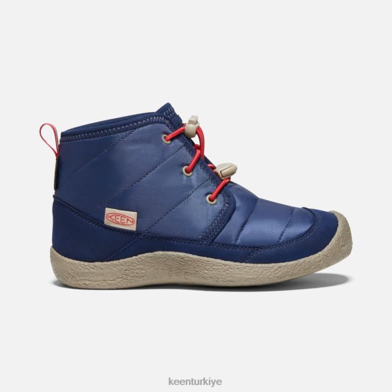 Keen 8L2D2315 öne çıkan eski 'howser ii su geçirmez chukka mavi derinlikler-kırmızı halı