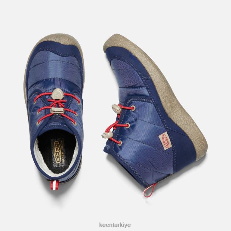 Keen 8L2D2315 öne çıkan eski \'howser ii su geçirmez chukka mavi derinlikler-kırmızı halı