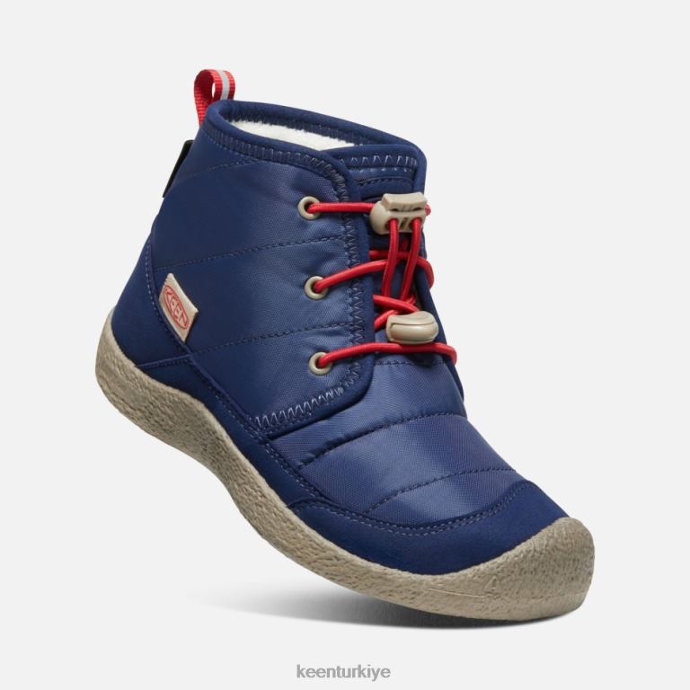 Keen 8L2D2315 öne çıkan eski \'howser ii su geçirmez chukka mavi derinlikler-kırmızı halı